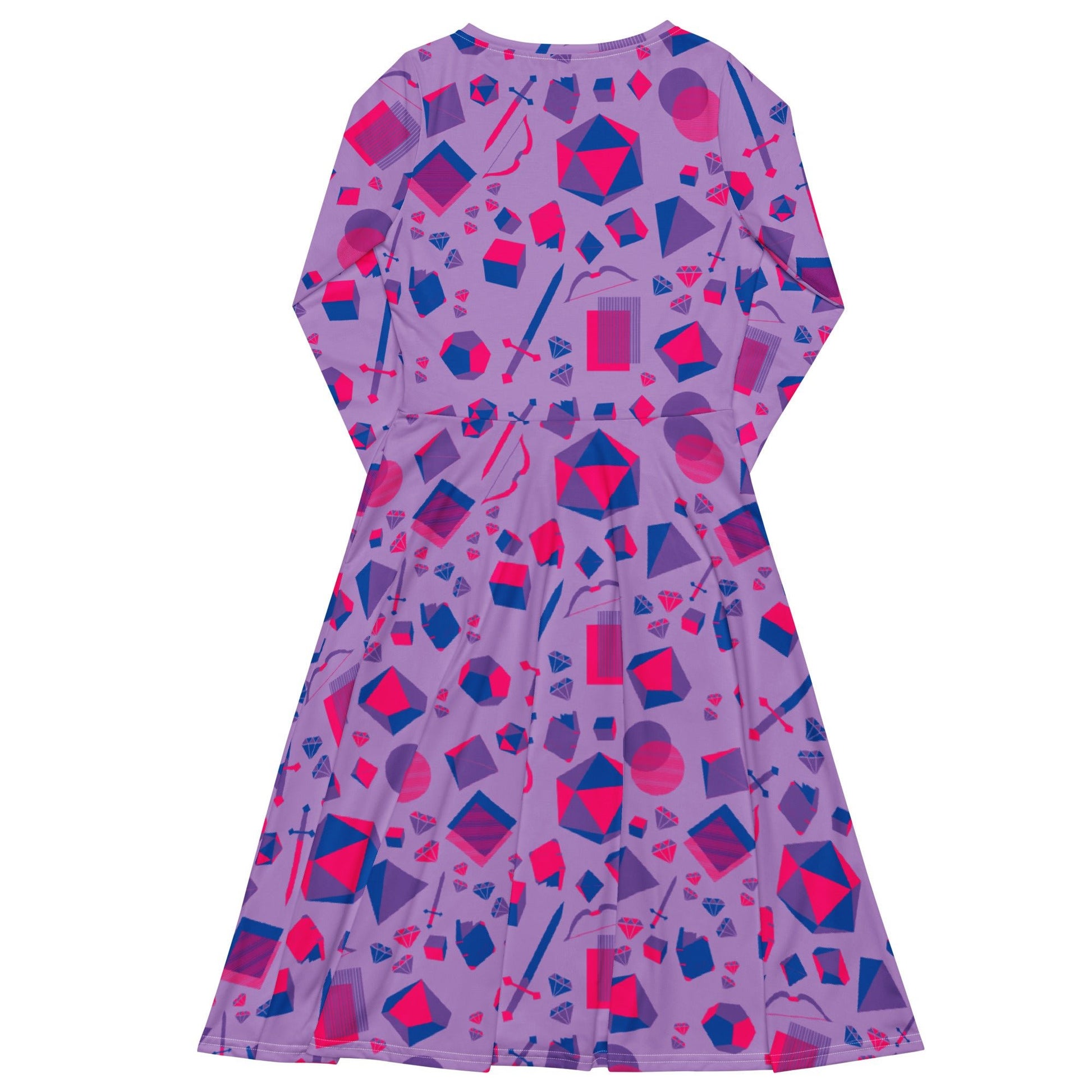 Pink Blue and Bisexual Colors Tabletop RPG Items Dnd Long Sleeve Midi Dress 8