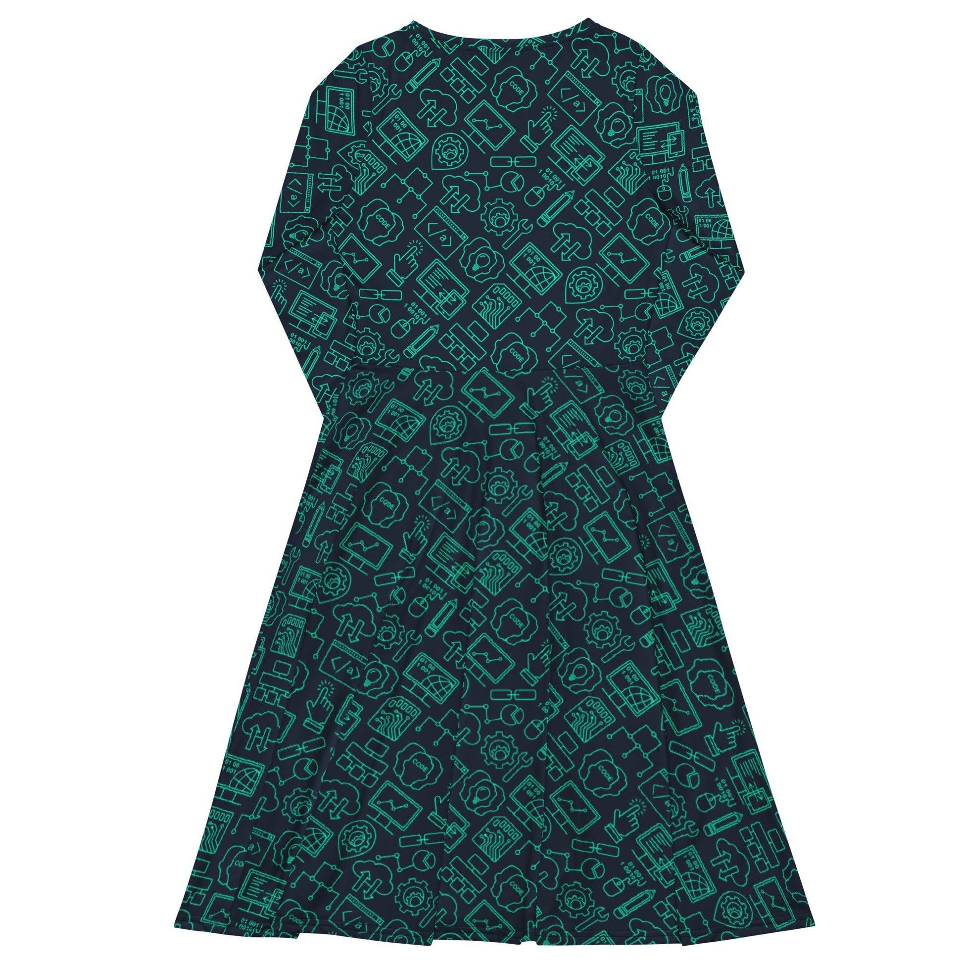 Computer Internet Technology Long Sleeve Midi Dress 8