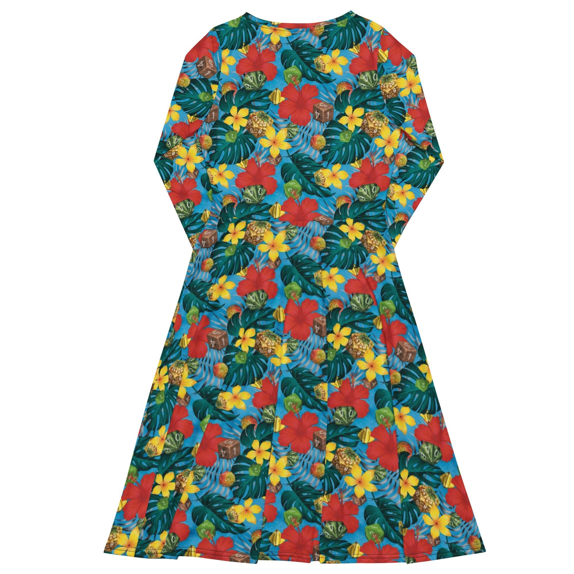 Tropical Fruit Dice Dnd Long Sleeve Midi Dress 8