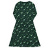 Dino Green Tropics Green Dinosaur Long Sleeve Midi Dress 8