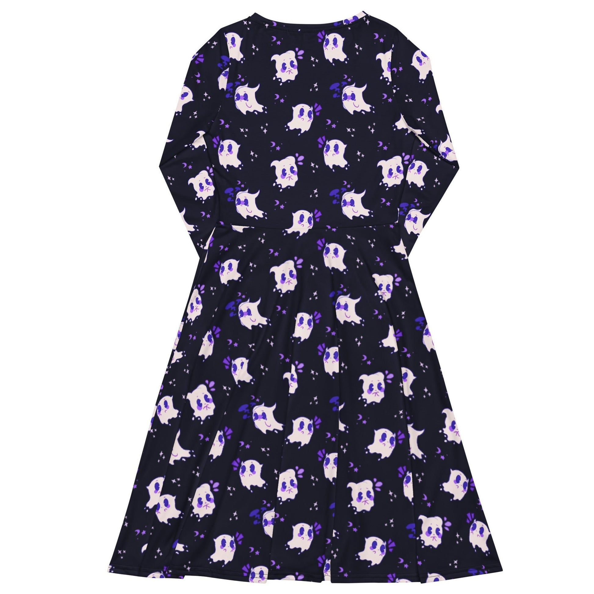 Anxious Ghosts Purple Long Sleeve Midi Dress 8