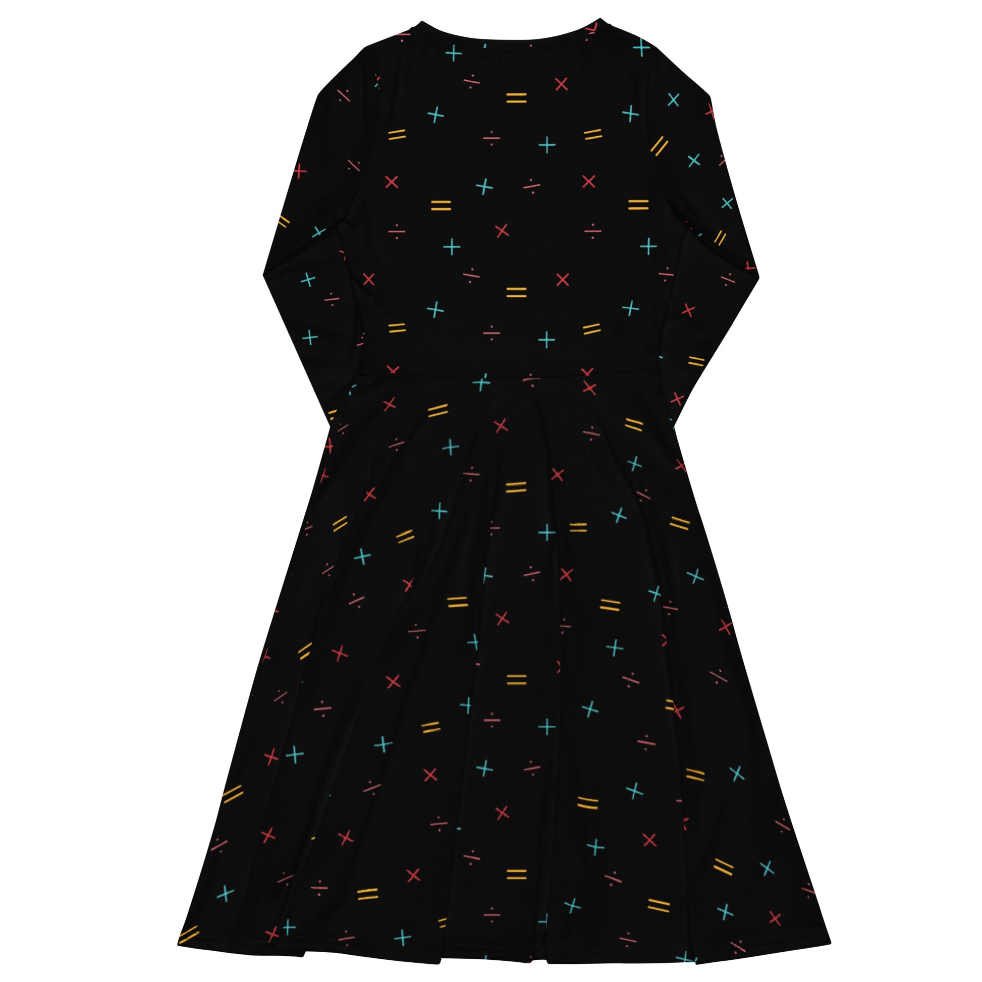 Math Symbols Black Long Sleeve Midi Dress 8