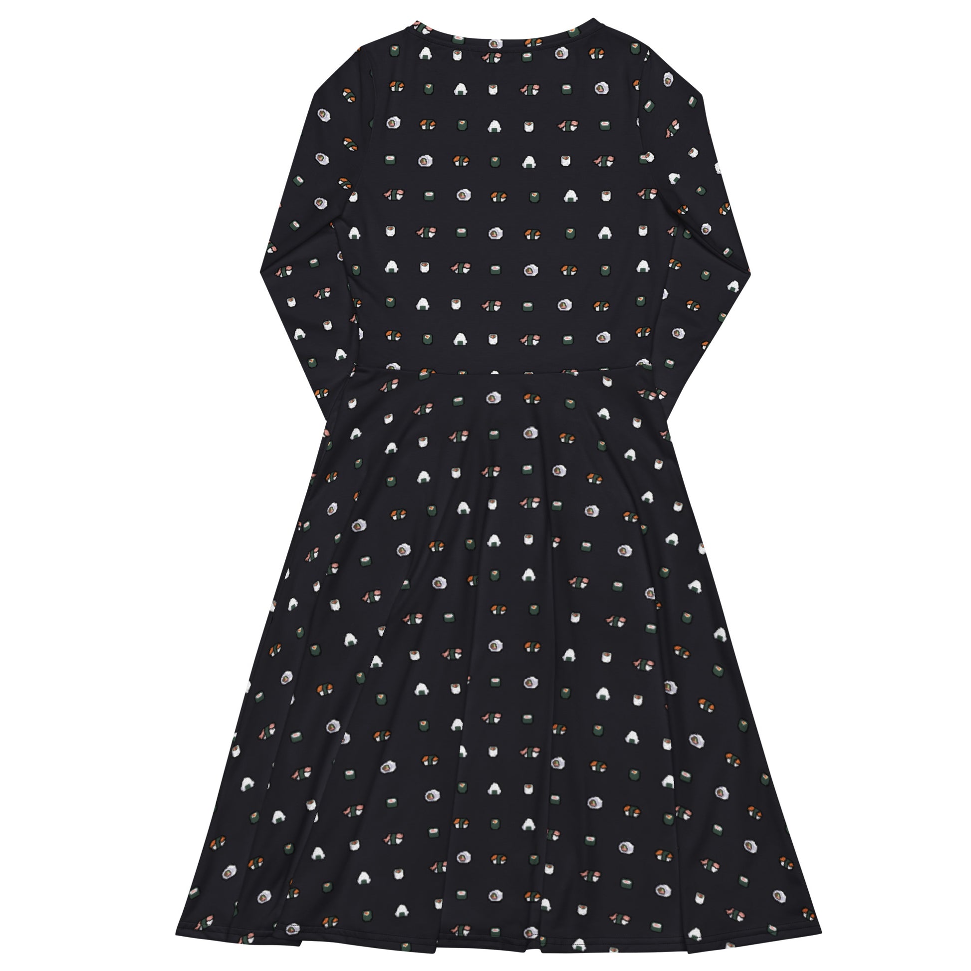 Anime Sushi Rolls Dark Long Sleeve Midi Dress 8
