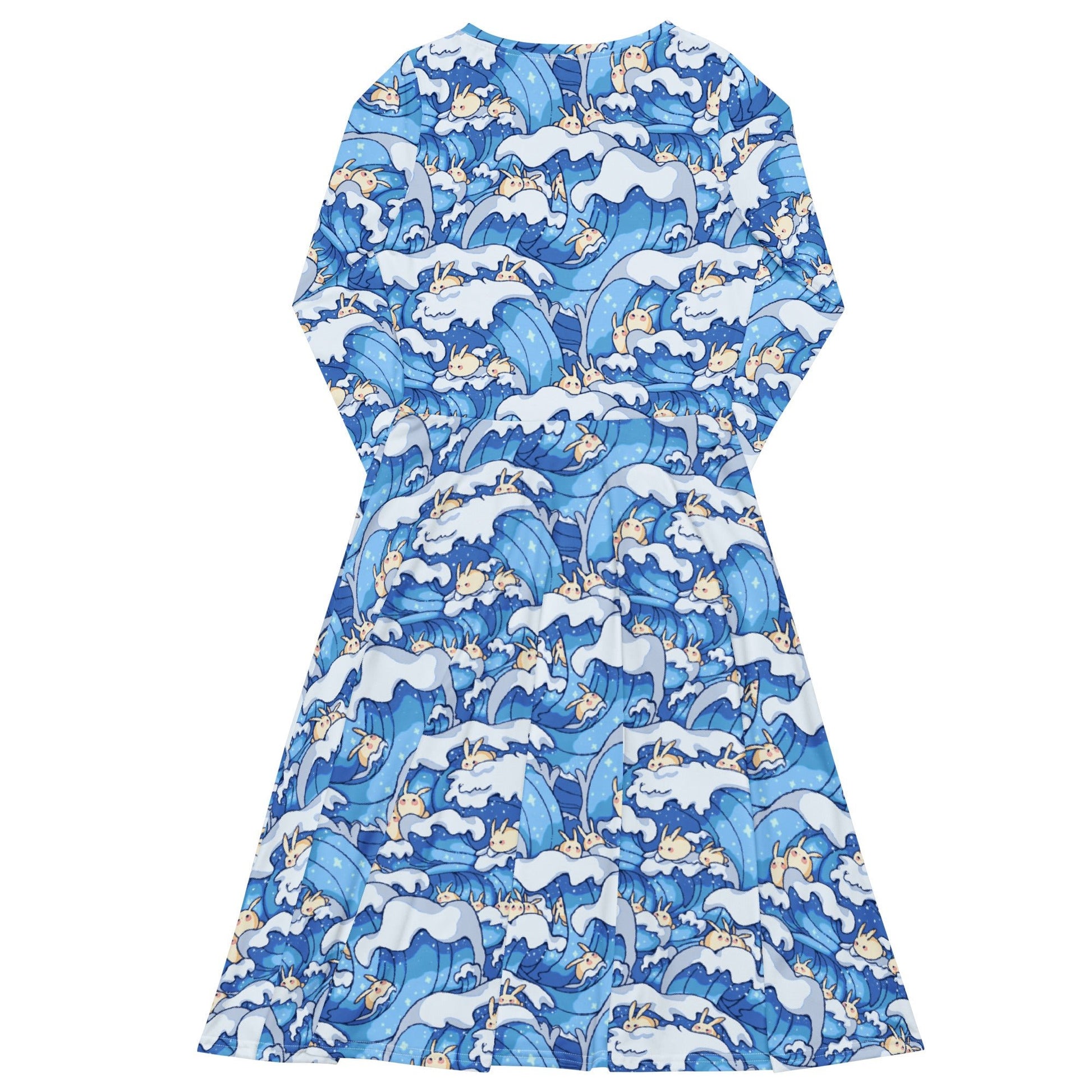 Surfer Bunnies Anime Long Sleeve Midi Dress 8