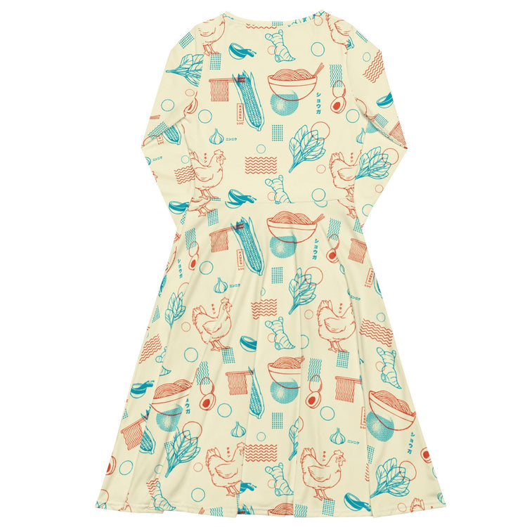 Nerdy Ramen Recipe Japanese Long Sleeve Midi Dress