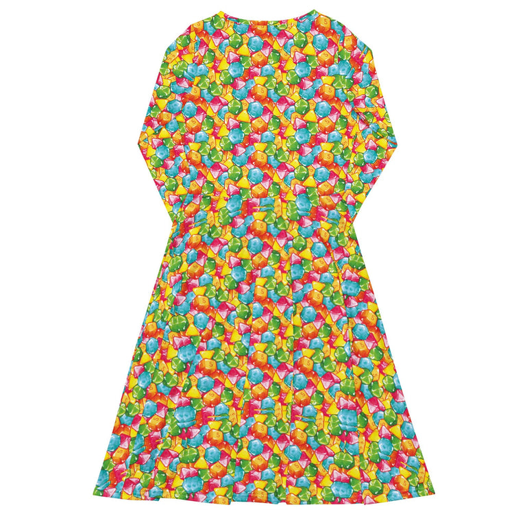 Nerdy DND Gummies Long Sleeve Midi Dress