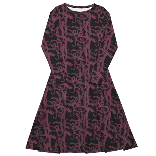 Nerdy Tentacles of Cthulhu Long Sleeve Midi Dress
