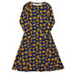 Nerdy Dinosaur Chicken Nuggets Blue Long Sleeve Midi Dress