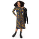 Nerdy Dinosaur Chicken Nuggets Blue Long Sleeve Midi Dress