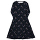 Nerdy Episodic Owl Floral Long Sleeve Midi Dress