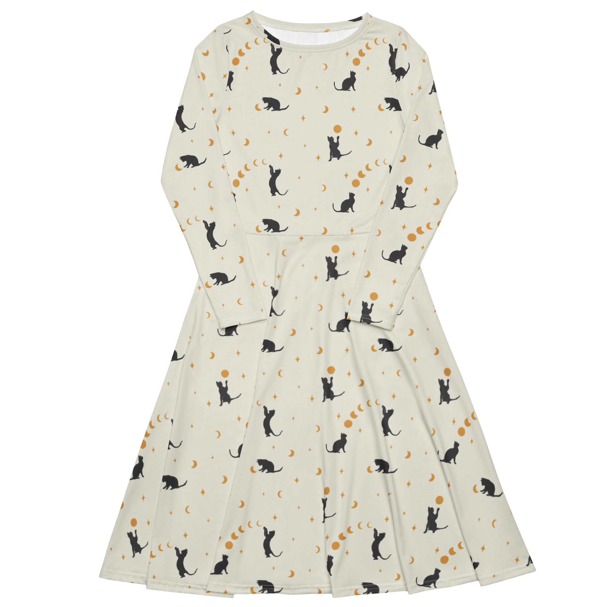 Episodic Cat Catching the Moon Long Sleeve Midi Dress 1