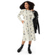 Nerdy Episodic Cat Catching the Moon Long Sleeve Midi Dress