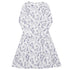 Simple Botany Flowers Herbs White Blue Long Sleeve Midi Dress 1