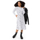 Nerdy Simple Botany Flowers Herbs White Blue Long Sleeve Midi Dress