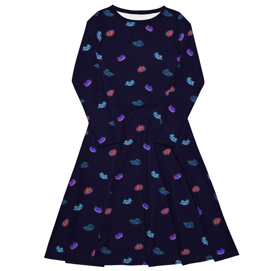 Nerdy Cute Sea Slugs Long Sleeve Midi Dress