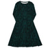 Binary Computer 1s and 0s Teal Black Long Sleeve Midi Dress 1