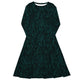 Nerdy Binary Computer 1s and 0s Teal Black Long Sleeve Midi Dress