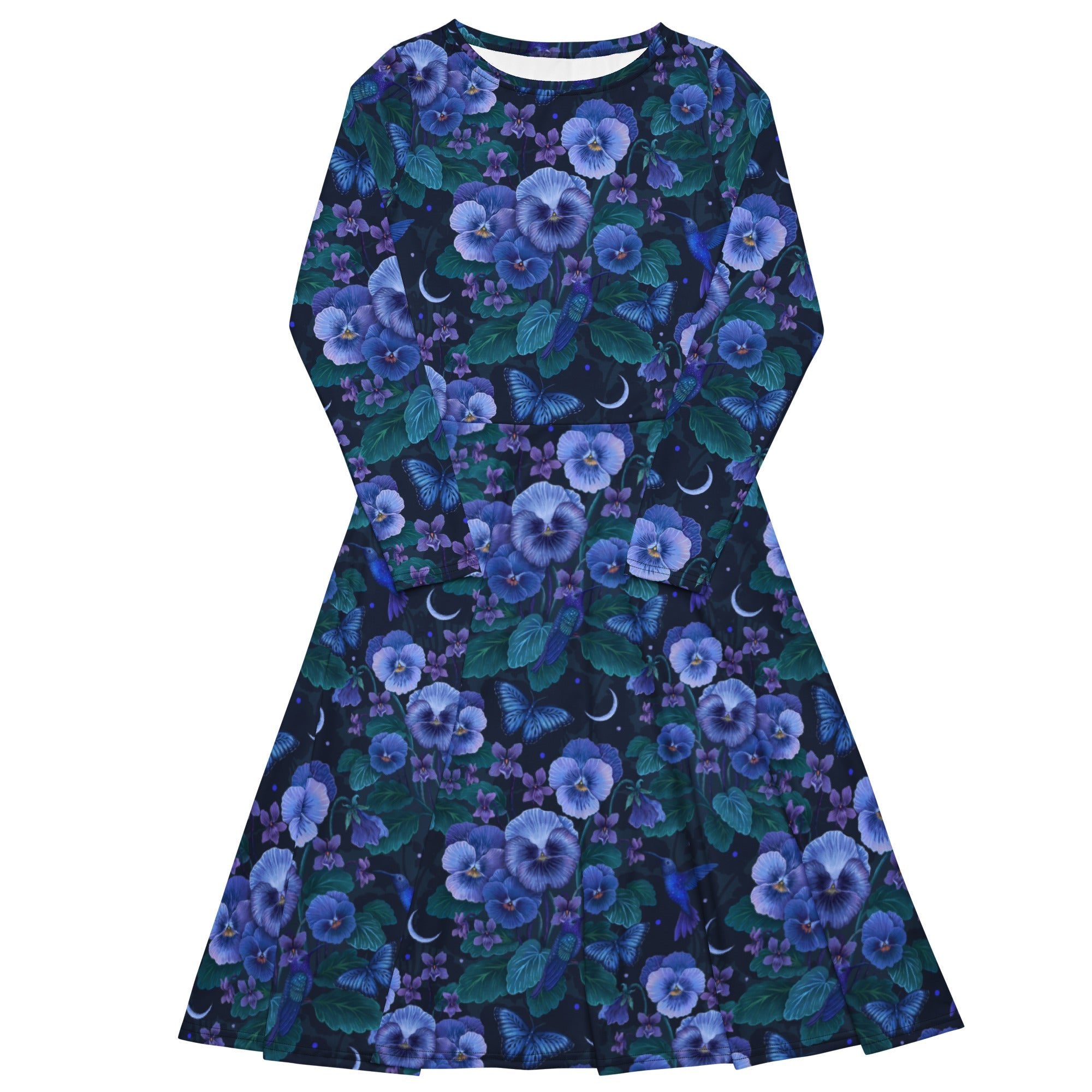 Nerdy Episodic Violet Purple Night Long Sleeve Midi Dress