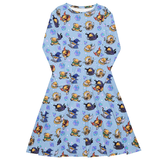 Nerdy DnD Classes Rubber Ducks Long Sleeve Midi Dress