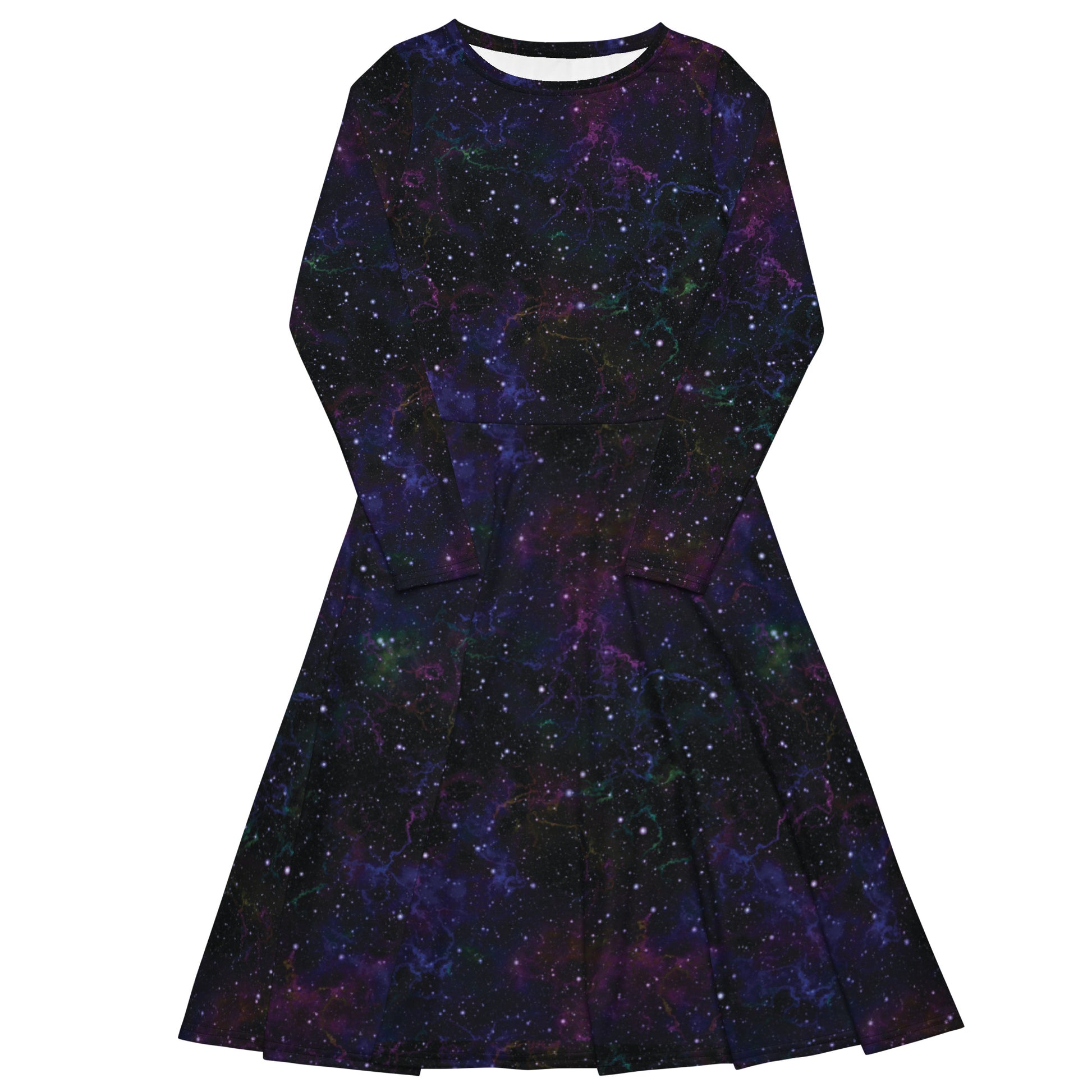 Beautiful Nebula Outer Space Long Sleeve Midi Dress 1