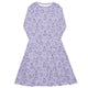 Nerdy Lilac Anime Bunnies Long Sleeve Midi Dress