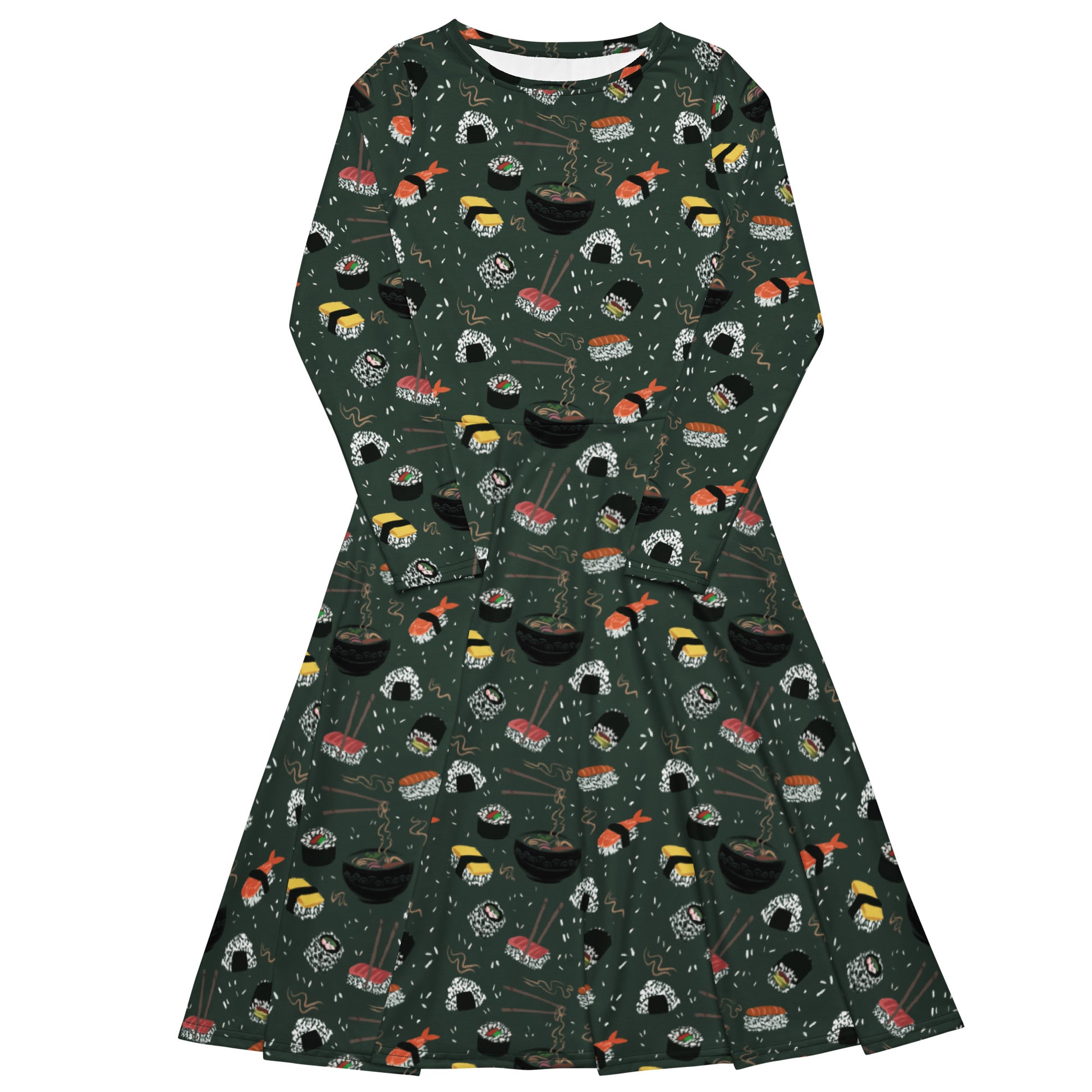 Oishi Sushi Green Long Sleeve Midi Dress 1