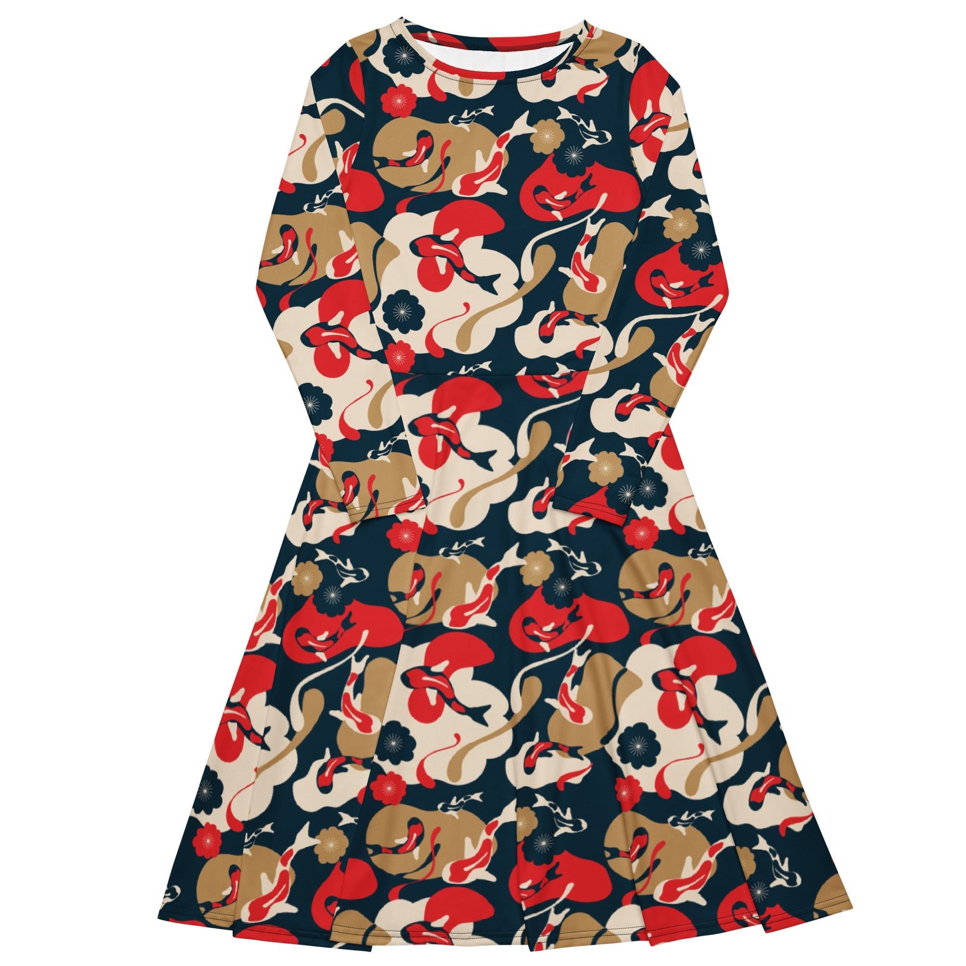Modern Koi Long Sleeve Midi Dress 1