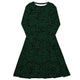 Nerdy Green Computer Circuits Long Sleeve Midi Dress