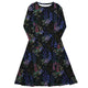 Nerdy Floral Purple Night Long Sleeve Midi Dress