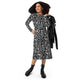 Nerdy Nerdy Doodles Black Long Sleeve Midi Dress