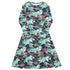 T-Rex Bones Footprints Green Long Sleeve Midi Dress 1