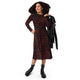 Nerdy Red Dragon Scales Dnd Long Sleeve Midi Dress