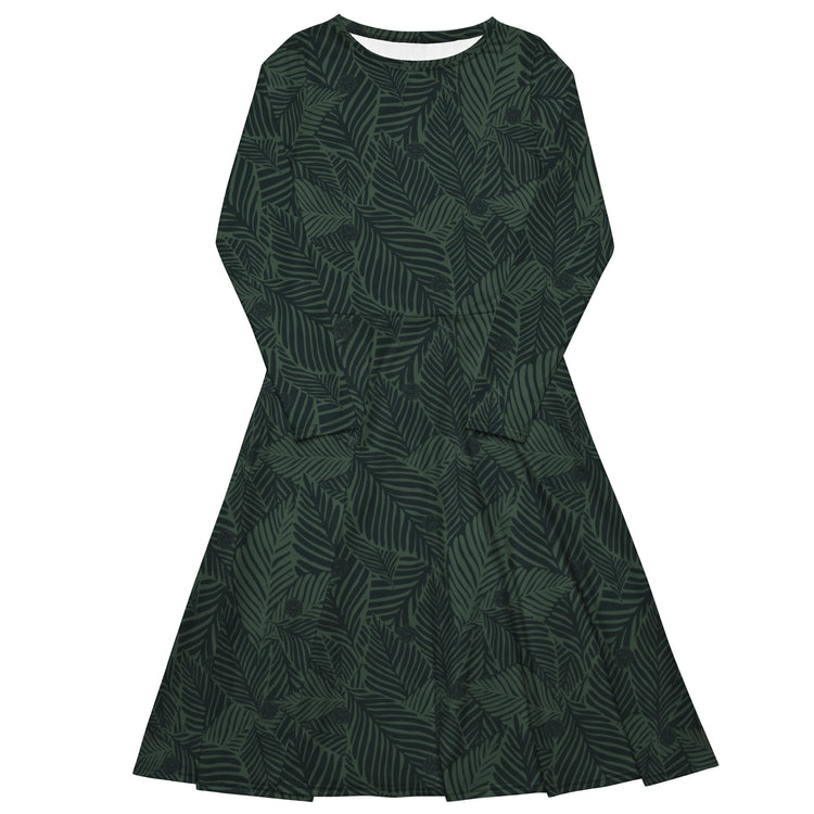 Nerdy Tropical Dnd Dice Long Sleeve Midi Dress