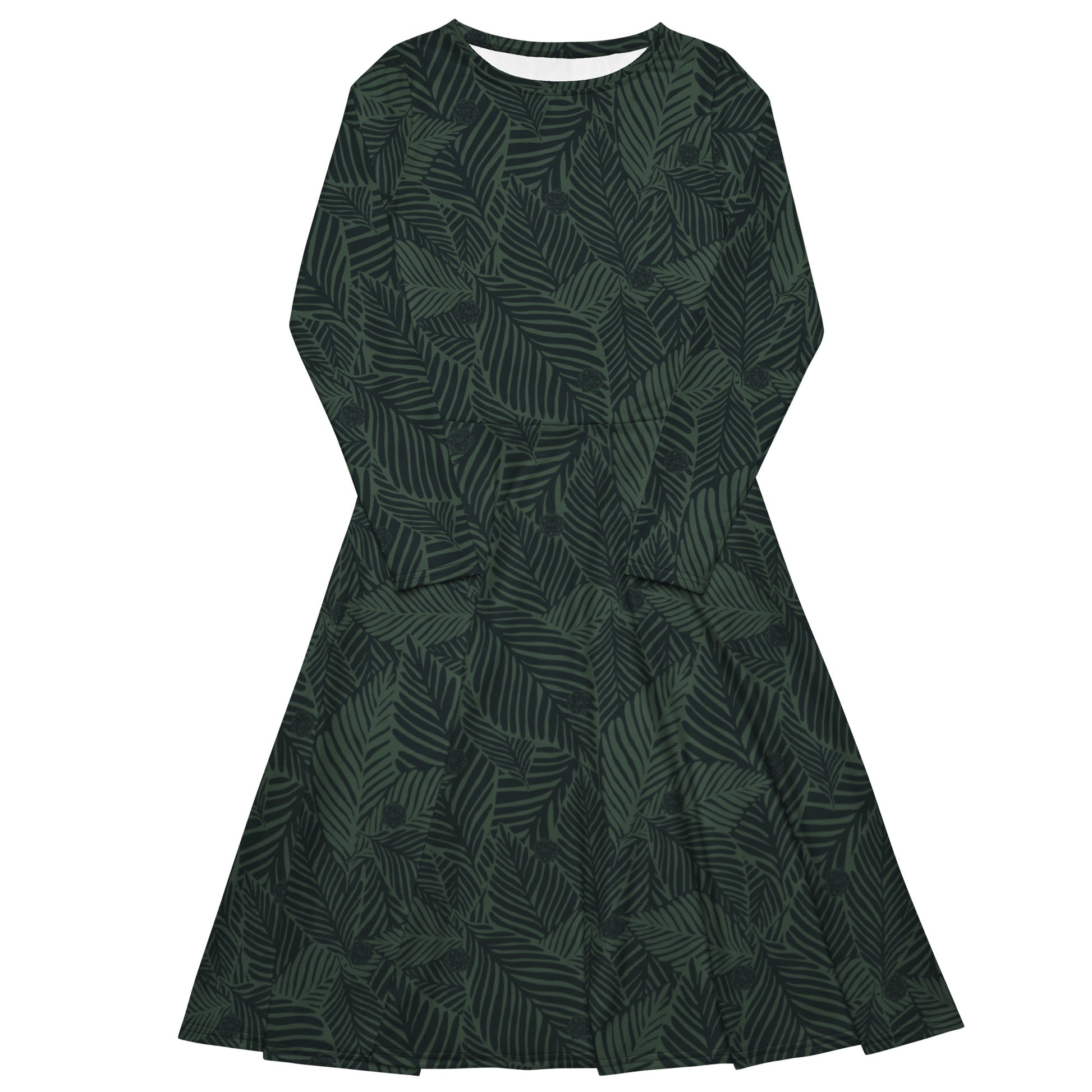 Tropical Dnd Dice Long Sleeve Midi Dress 1