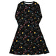 Nerdy A Starry Galaxy Outer Space Long Sleeve Midi Dress
