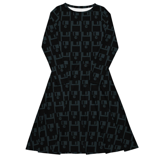 Nerdy Floppy Disk Long Sleeve Midi Dress