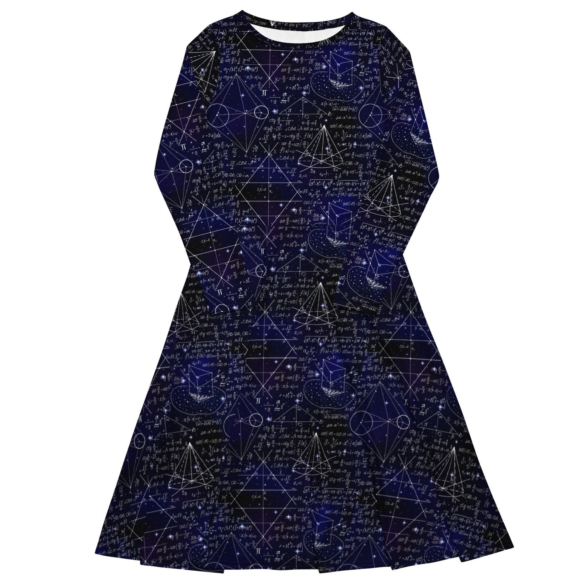 Math And Physics Space Long Sleeve Midi Dress 1