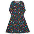 Colorful Dinosaur Silhouettes Navy Long Sleeve Midi Dress 1