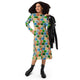 Nerdy Hexagon Tile Board Game Long Sleeve Midi Dress