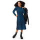 Nerdy Javascript Computer Code Blue Long Sleeve Midi Dress
