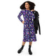Nerdy Tabletop RPG Weapons Items Purple Blue Dnd Long Sleeve Midi Dress