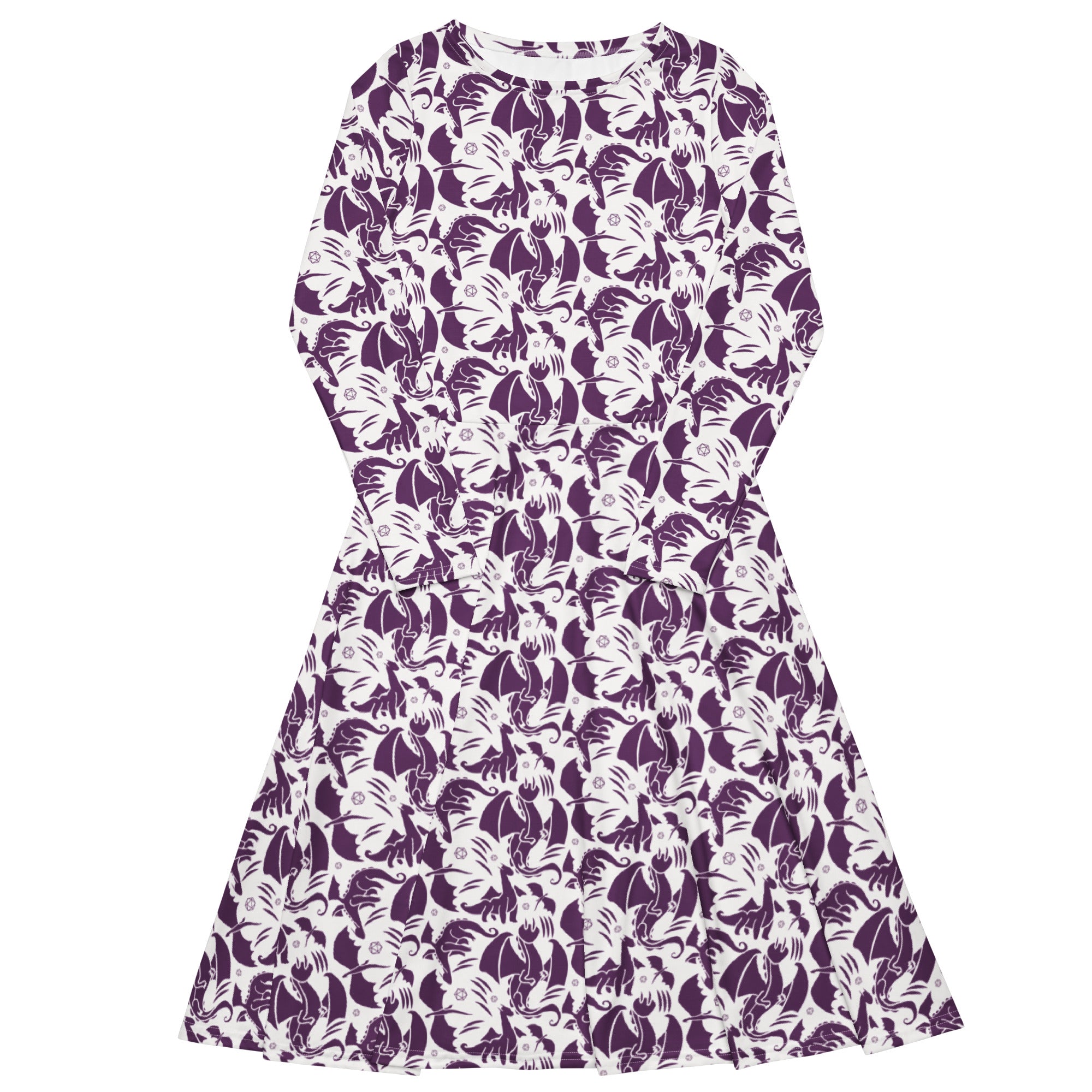Nerdy Dnd Purple Dragons Long Sleeve Midi Dress