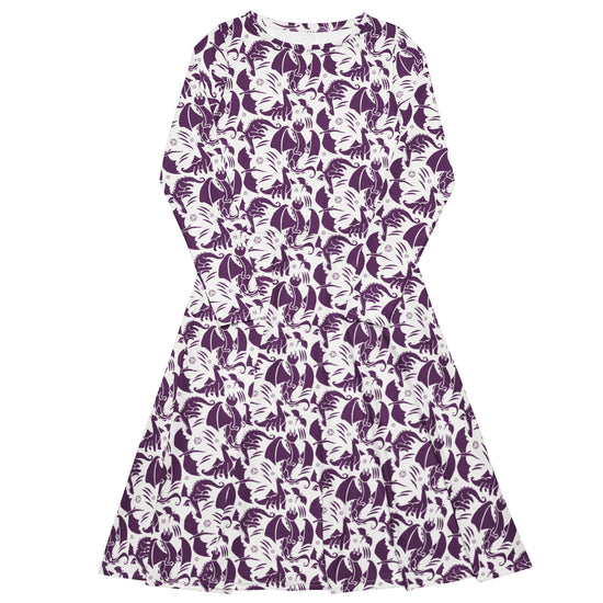 Nerdy Dnd Purple Dragons Long Sleeve Midi Dress