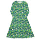 Nerdy Dinosaur Smiles Flowers and Leaves Long Sleeve Midi Dress