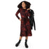 Red Nebula Space Long Sleeve Midi Dress 4