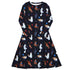 Video Game Cats Dark Long Sleeve Midi Dress 1
