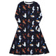 Nerdy Video Game Cats Dark Long Sleeve Midi Dress