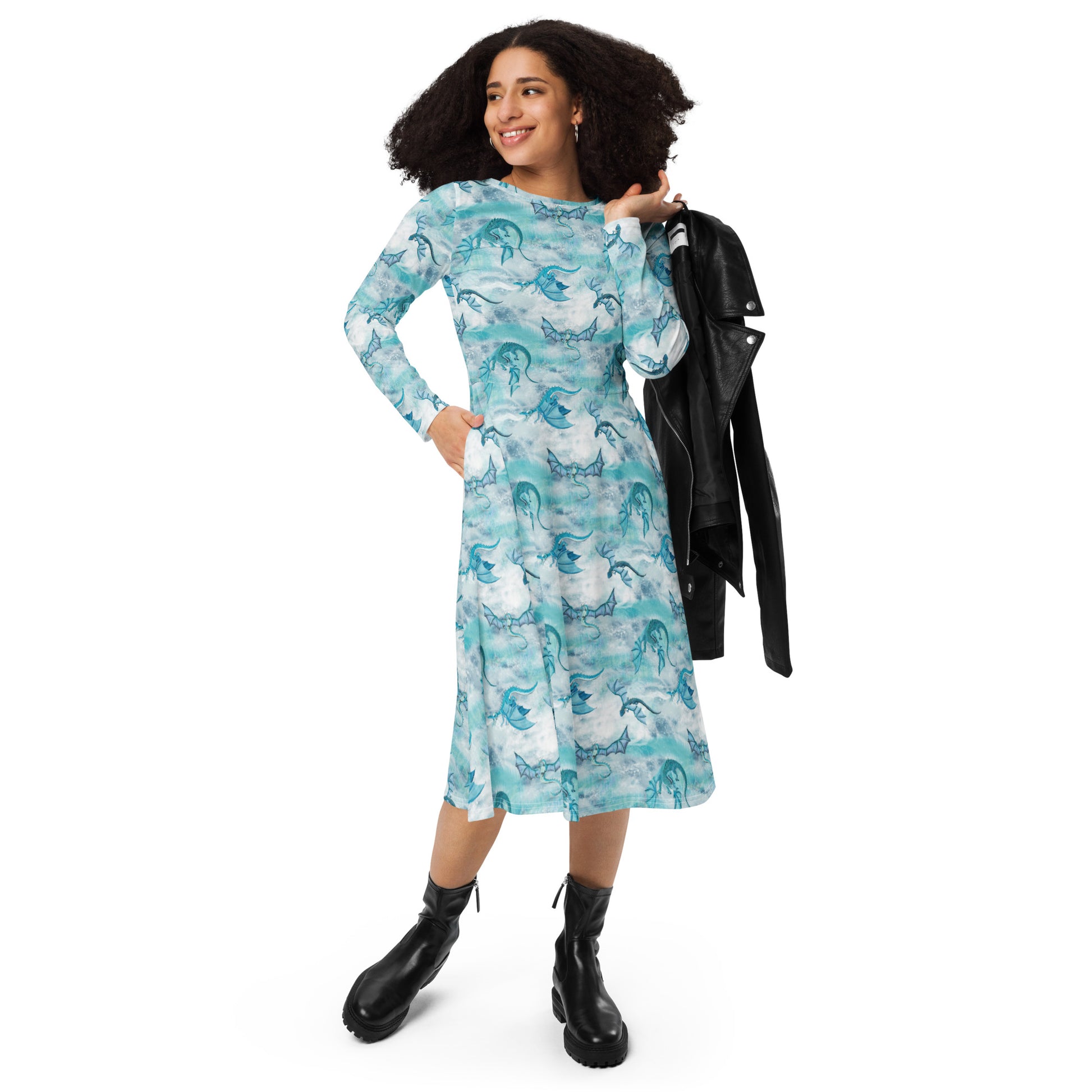 Frost Dragons Long Sleeve Midi Dress 4