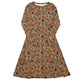 Nerdy Fall Squirrel Long Sleeve Midi Dress