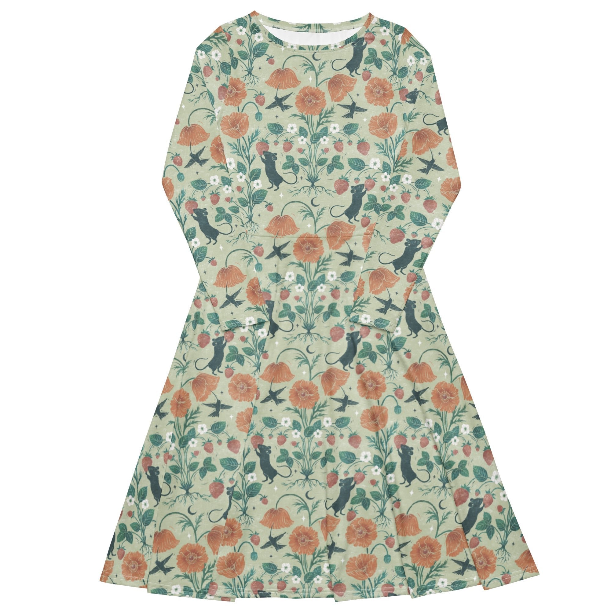 Nerdy Spring Garden Long Sleeve Midi Dress